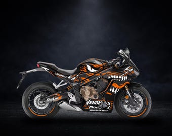 CBR-650R Decal Kit | Aggressive Beast Mask Design | Racing Graphics Stickers | Custom Color Motorcycle Decals