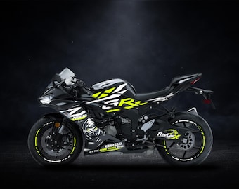 ZX-6R Motorcycle Decal Kit | Ninja Style Racing Graphics | Custom Color Sport Bike Stickers | Aggressive Vector Design