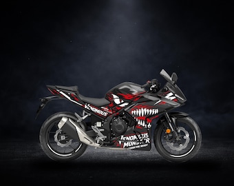 CBR-500R Decal Kit | Aggressive Beast Mask Design | Racing Graphics Stickers | Custom Color Motorcycle Decals