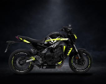 MT-09 2023 Decal Kit | Aggressive Beast Mask Design | Racing Graphics Stickers | Custom Color Motorcycle Decals