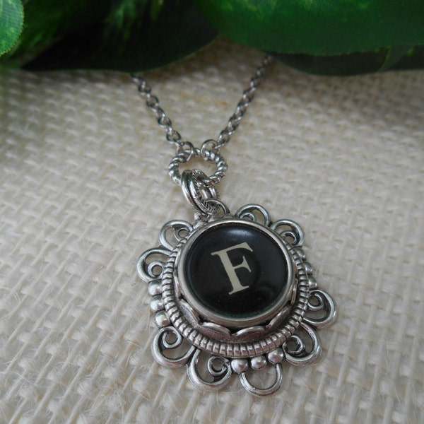 Typewriter Key Jewelry ~ Initial F ~ Personalized Letter Necklace