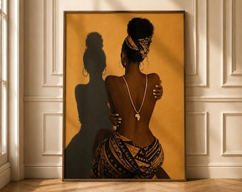 African Queen Wall Art Print, Black Woman Artwork, Afrocentric Home Decor, Contemporary African Poster