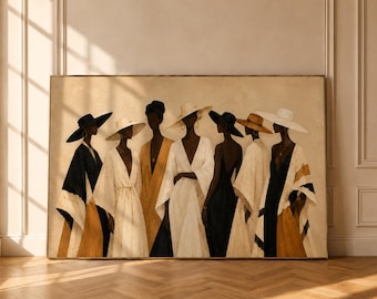 Friends Modern Afrocentric Wall Art: Female Figure Black Painting, African Home Decor