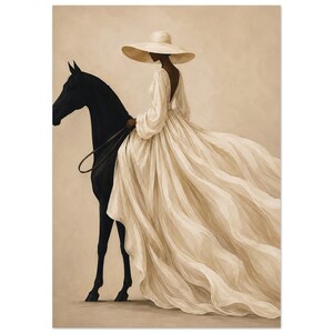 Afrocentric Horse Wall Art, Black Woman Equestrian Print, African Contemporary Painting, Neutral Decor image 9
