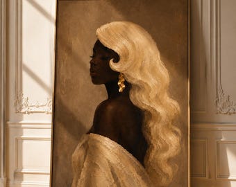 Black Woman Portrait Print, Modern African American Art, Minimalist Living Room Decor (Fine Art)