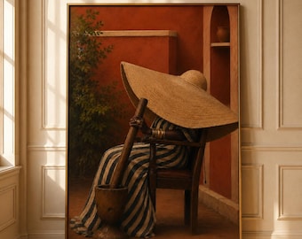African Woman Wall Art, Terracotta Portrait, Afrocentric Contemporary Print