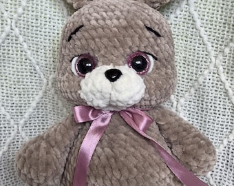 Taupe Crochet Bunny Plush 35cm (14") | Handmade Amigurumi Rabbit | Soft Baby Gift