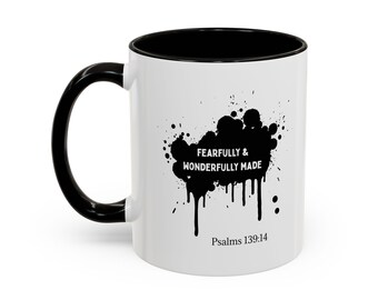 Fearfully & Wonderfully Made mug | Ceramic Coffee Cup, Black Accent