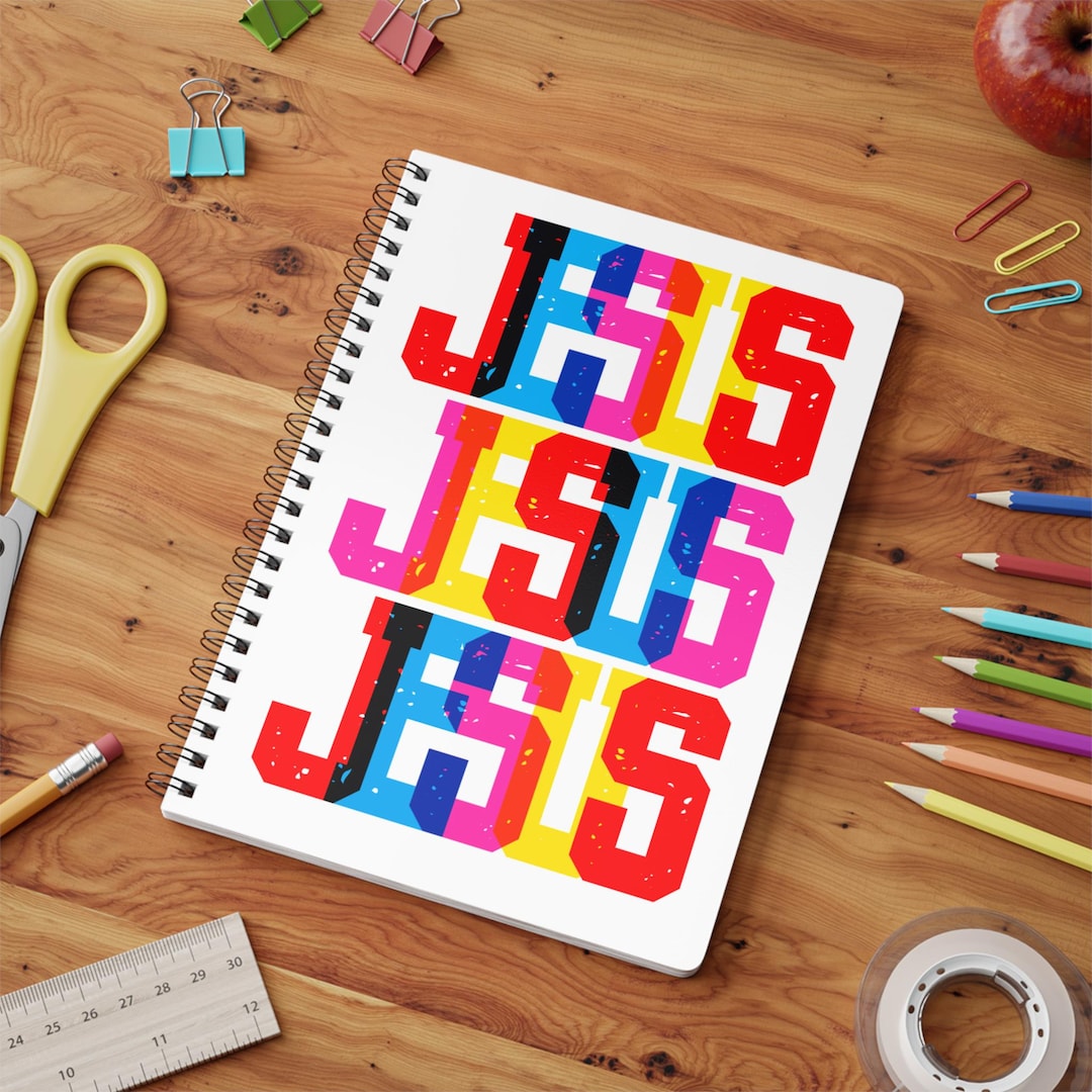 Jesus Colorblock Jas Typography Notebook Wirobound Softcover A5 ...