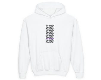 YAHWEH vertical text Hoodie | Youth Hooded Sweatshirt