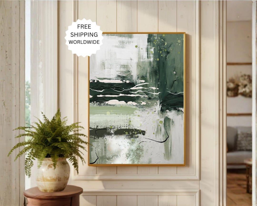 Sage Green Abstract Wall Art, Textured Art Print, Modern Minimalist ...