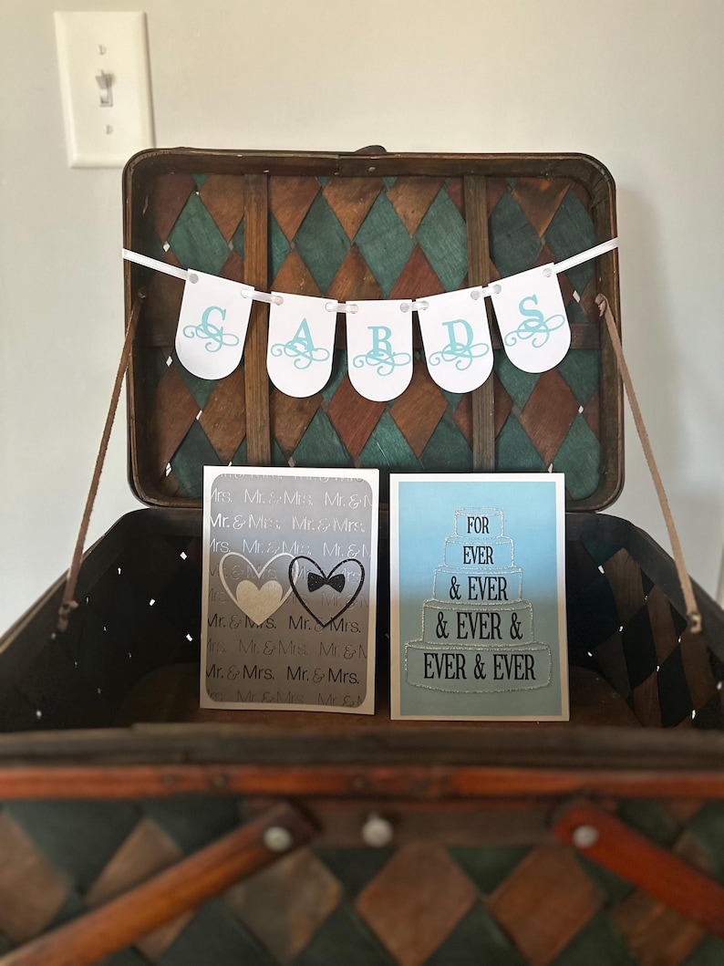 Something Blue Bridal Shower Cards Sign, Cards Table Sign Wedding ...