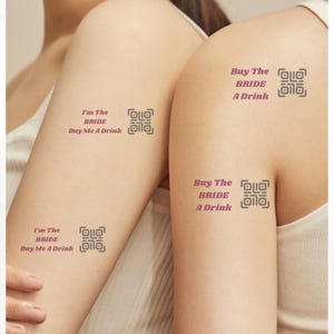 Buy the Bride a Drink Temporary Tattoos | Custom Venmo QR Code Tattoos | Bachelorette Party Favors | Personalized Bach Weekend Tattoos