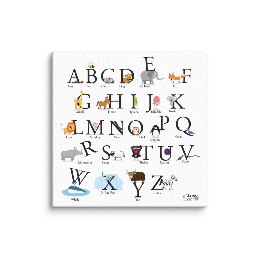 Animal Alphabet Canvas Print | ABC Wall Art for Kids | Educational ...