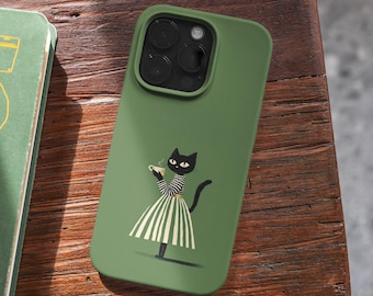 Funda para teléfono con ilustración de gato, funda resistente y original para iPhone, Samsung (MagSafe).
