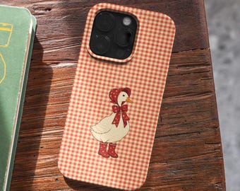 Funda para teléfono Gingham Goose, funda resistente Cottagecore, iPhone, Samsung, Google Pixel (MagSafe)