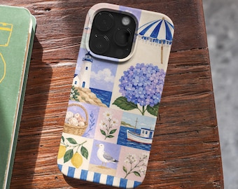 Coastal Cottage Phone Case, Summer Though Cover for iPhone, Samsung, (MagSafe)