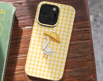 Funda para teléfono Goose, resistente, con estampado de cuadros amarillos, para iPhone, Samsung y Google Pixel (MagSafe).