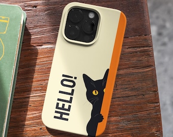 Funda retro para teléfono con diseño de gato, funda resistente de Hello Kitty para iPhone, Samsung y Google Pixel (MagSafe)