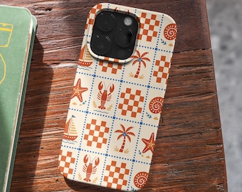 Funda para teléfono con estampado costero, funda veraniega vibrante para iPhone, Samsung (MagSafe)