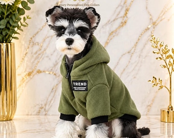 Felpa con cappuccio per cani, abbigliamento invernale ecologico per cuccioli, comodo capo per animali domestici con cerniera