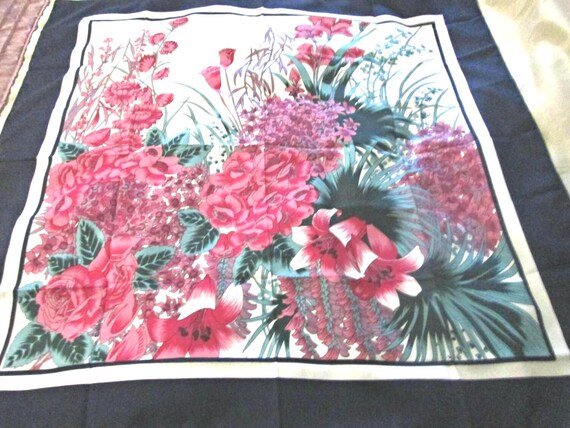 Vintage Scarf, Beautiful Florals, Pink Roses, 100… - image 5