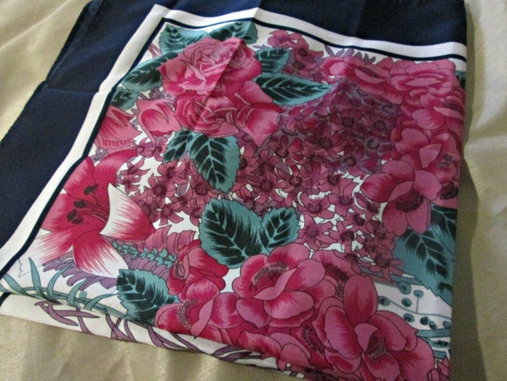 Vintage Scarf, Beautiful Florals, Pink Roses, 100… - image 4