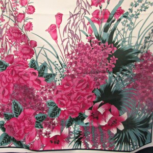 Vintage Scarf, Beautiful Florals, Pink Roses, 100% Polyester, Large 27 Inch Square