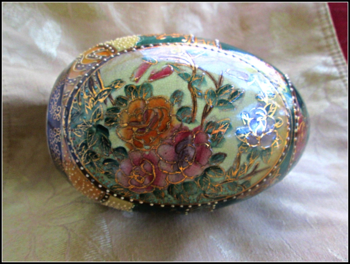 Sale Vintage Satsuma Egg Japanese Ceramic Decorative Egg Etsy