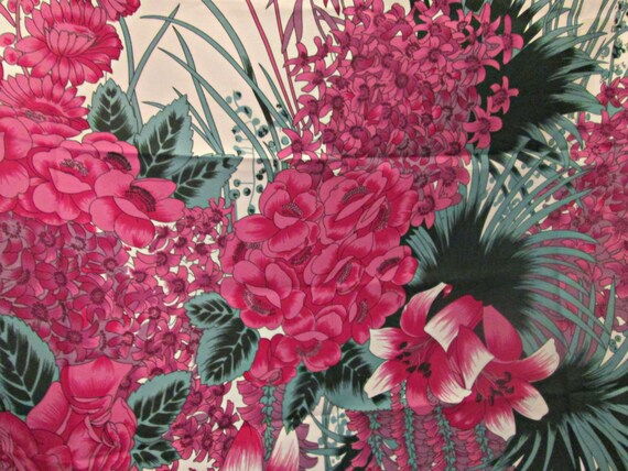 Vintage Scarf, Beautiful Florals, Pink Roses, 100… - image 2