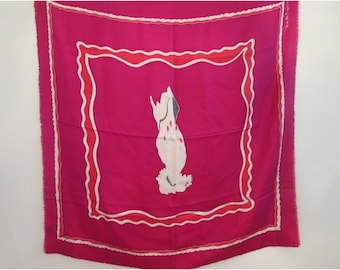 May den Engelsen Silk Scarf ~ 35 Inch Square Scarf ~ Gorgeous Hot Pink ~ RARE !!