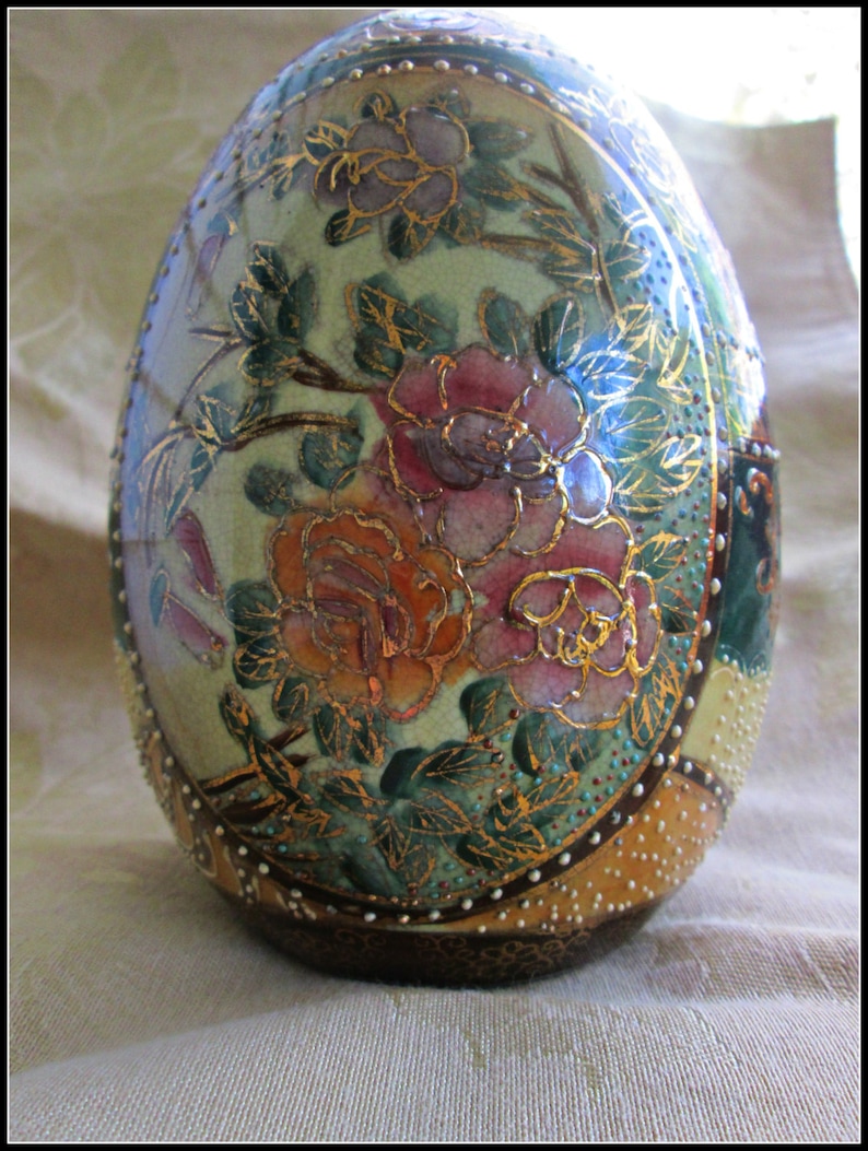 Sale Vintage Satsuma Egg Japanese Ceramic Decorative Egg Etsy