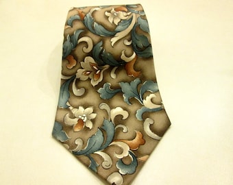 JT Beckett Silk Tie ~ Gentlemens Silk Necktie ~ Vintage 80s ~ Retro Style ~ Beautiful Floral Design ~ Made In The USA