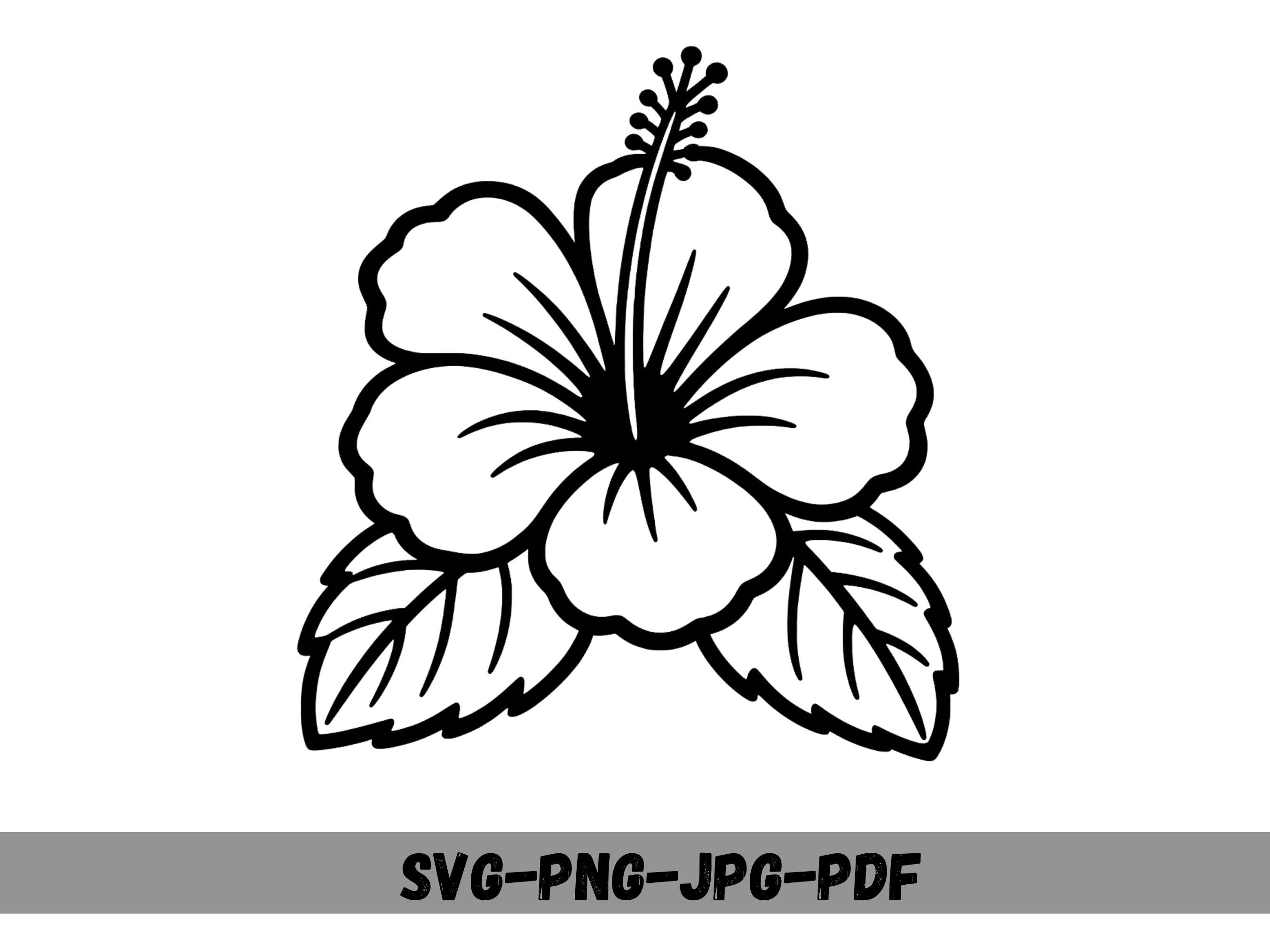 Hibiscus Flower SVG, Tropical Floral Cut File, Hawaiian Flower Png ...