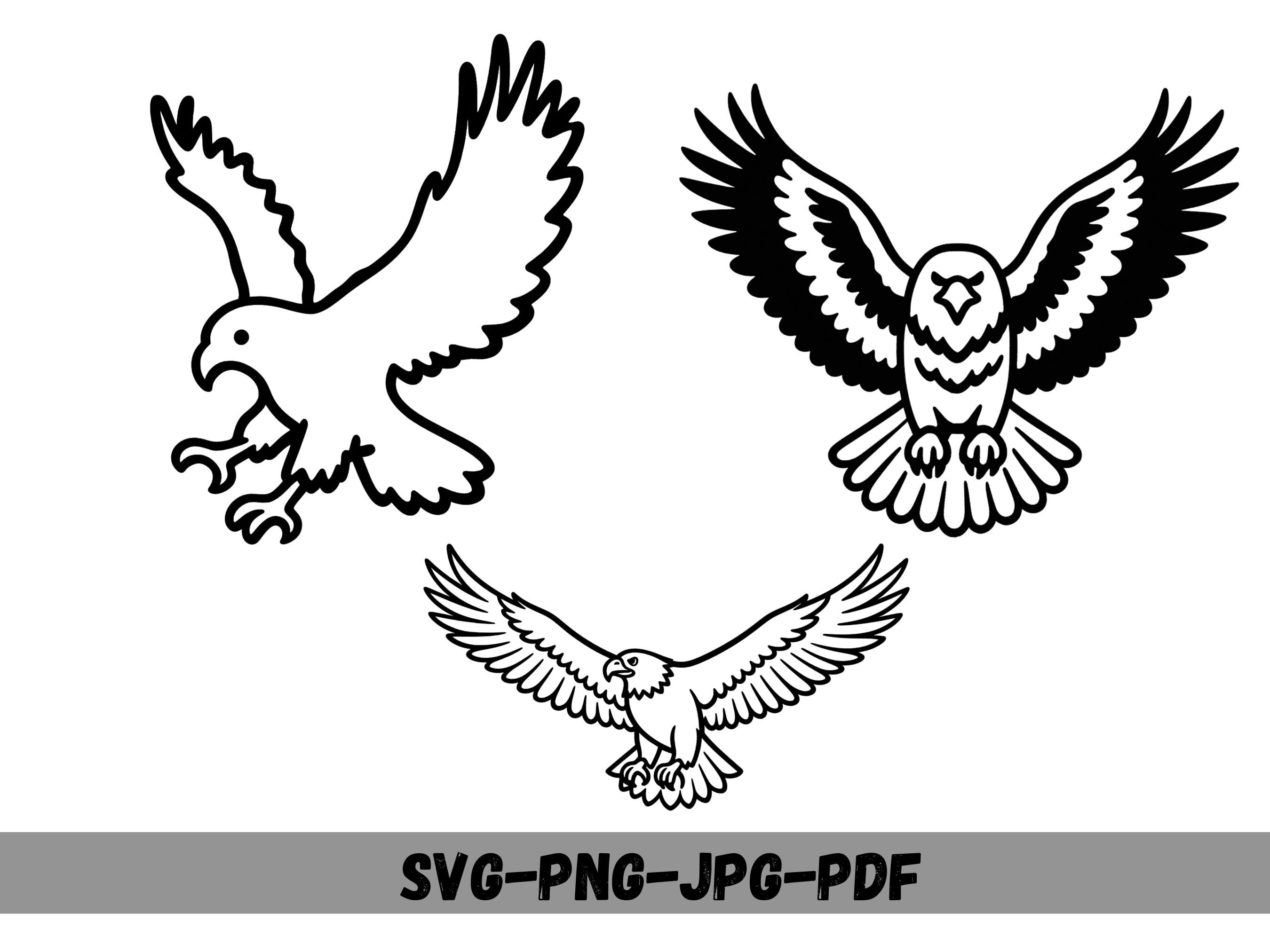 Eagle SVG Bundle, Bald Eagle Cut File, Flying Bird Clipart, American ...