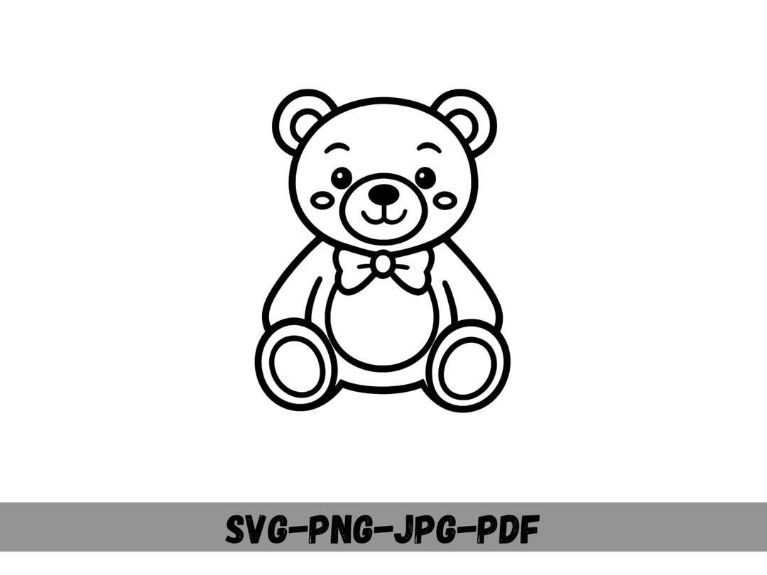 Teddy Bear SVG PNG , Cute Bear Cut File for Cricut, Baby Shower Clipart ...