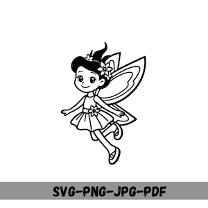Cute Fairy Svg PNG, Little Forest Pixie Cut File, Magical Garden Png, Kids Shirt Svg,  Flower Fairy , Cricut, Silhouette, Digital Download