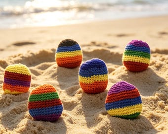Handmade Crochet Rainbow Hacky Sack: Stress Relief Fidget Toy for Kids Adults