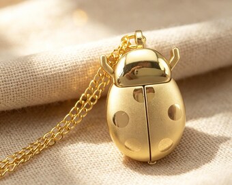 Ladybug Locket Watch Necklace Dainty Vintage Graduation Christmas Gift For Her Students Couples