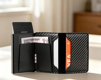 Slim Leather Aluminum Card Holder Father's Day Gift for Business Men Travel