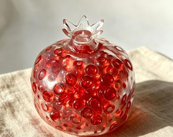 Pomegranate Squishy Ball: Crunchy Glass Bead Sensory Toy