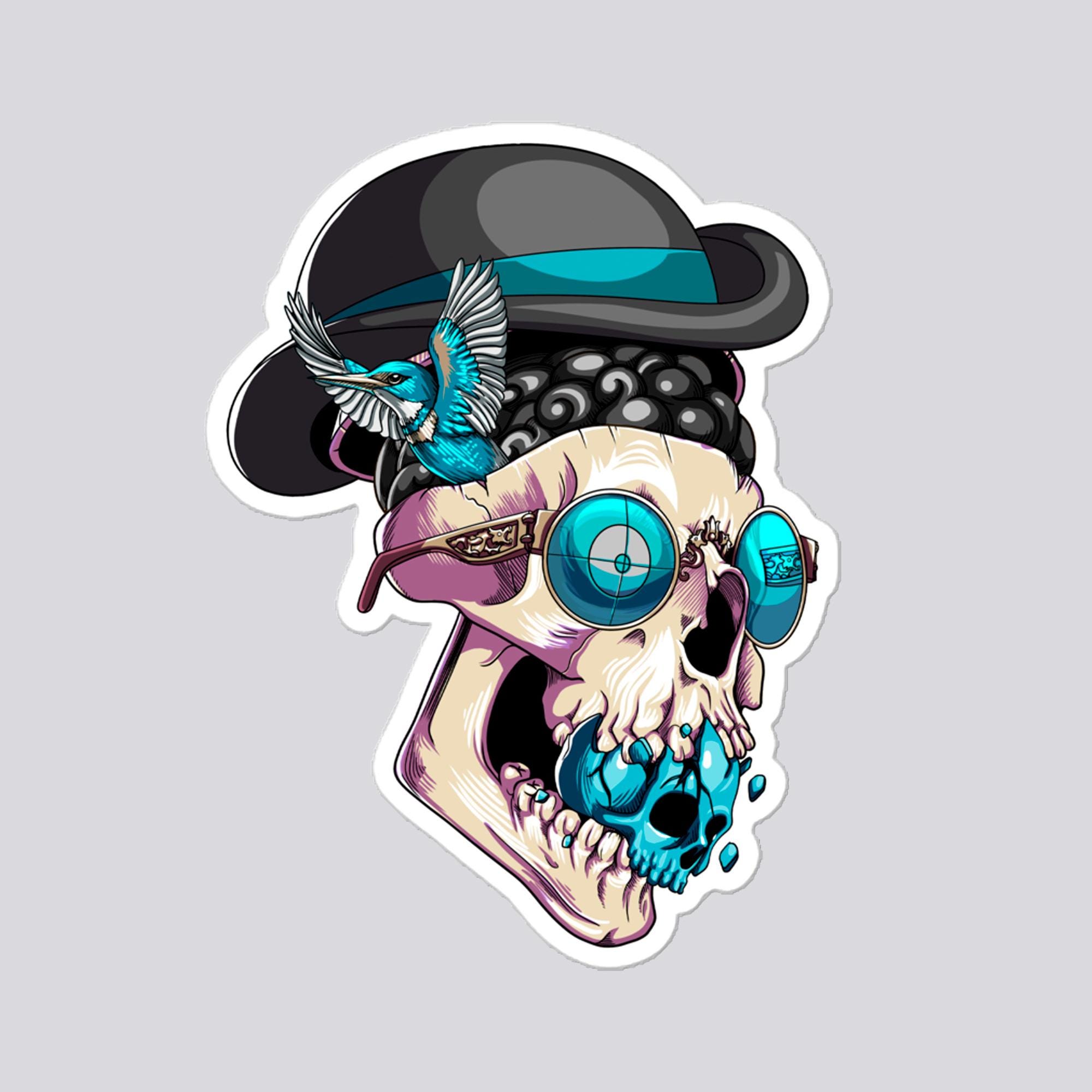 Blue Watcher Collectible Sticker (2 Sizes) - Hashed Skull 0010 - Etsy