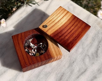 Solid Cherry Wood Sliding Lid Box, Minimalist Jewelry Organizer, Keepsake Storage, Small Jewelry Boxes