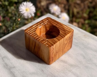 Hand Carved Wooden Ring Dish, Jewelry Tray, Reclaimed Wood Catchall, Geometric Wood Decor