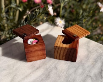 Handcrafted Cherry Wood Trinket Box, Mini Keepsake Jewelry Holder, Catchall Box, Travel Sized Organizer