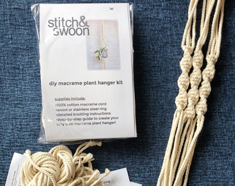 DIY Macrame Plant Hanger Kit, 100% Cotton Cord, Adult Craft