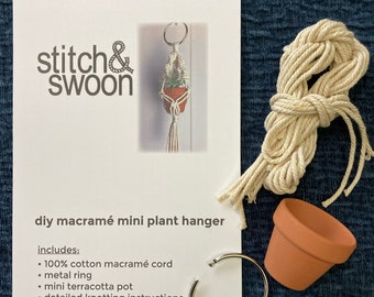 DIY Macrame Mini Plant Hanger Kit, Car Accessory Craft