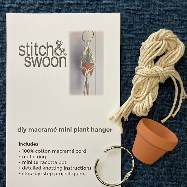 DIY Macrame Mini Plant Hanger Kit for Car, Macrame Kit