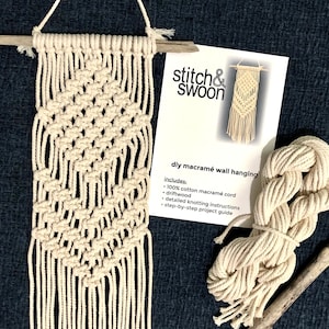 DIY Macrame Wall Hanging Kit, Macrame Kit, Stocking Stuffer, Hostess Gift, Housewarming gift, Winter Craft, How to Macrame, Holiday Gift