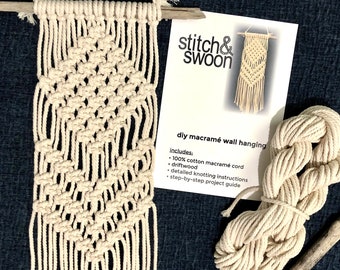 DIY Macrame Wall Hanging Kit, Macrame Kit, Stocking Stuffer, Hostess Gift, Housewarming gift, Winter Craft, How to Macrame, Holiday Gift